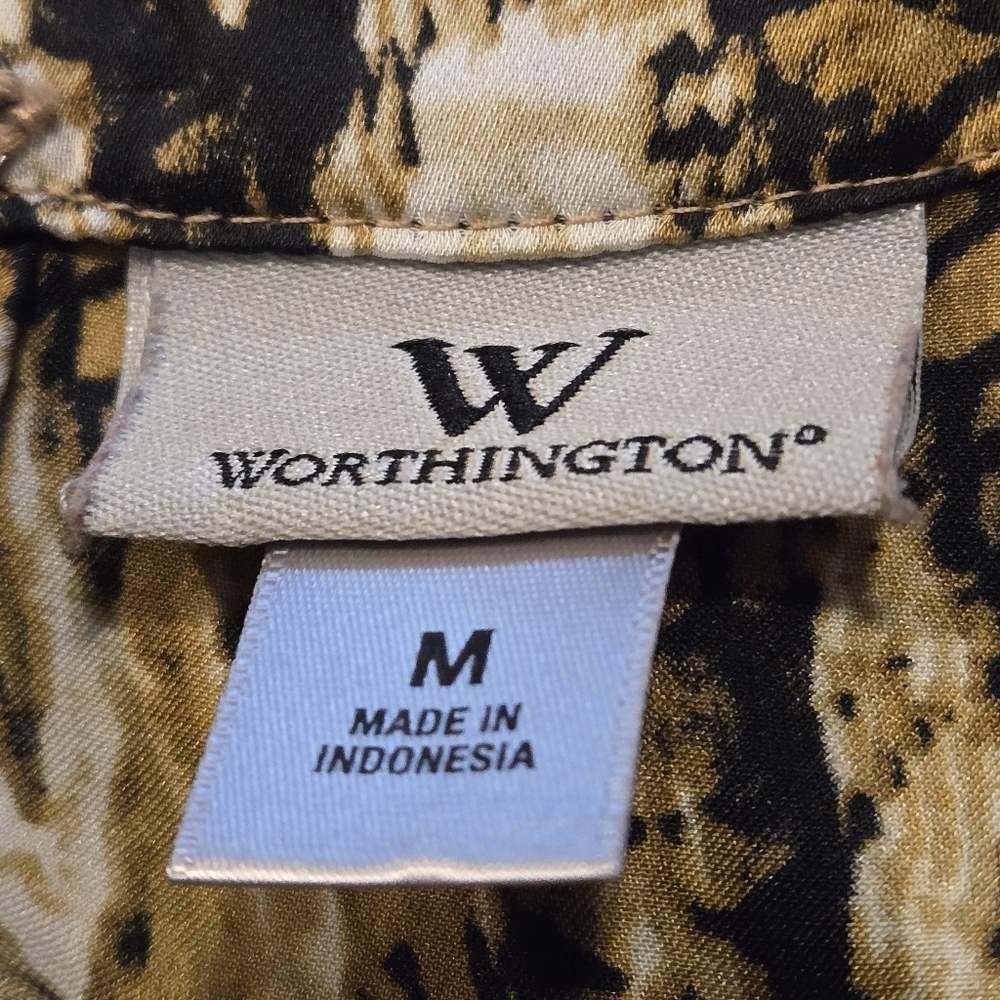Worthington Snake Print Halter-type Top Beaded High Gathered Neckline Women's M - Picture 5 of 11
